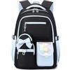 Amythe Zaino per Ragazze Scuola Elementare e Media - Zaino Scuola Grande 30L per Porta PC 15.6, Zaini Casual Impermeabile per Adolescenti 10-18 Anni - Adatto a Carrelli -Blu