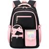 Amythe Zaino per Ragazze Scuola Elementare e Media - Zaino Scuola Grande 30L per Porta PC 15.6, Zaini Casual Impermeabile per Adolescenti 10-18 Anni - Adatto a Carrelli -Rosa