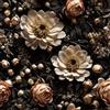 FunStick Carta da Parati Floreale Vintage Nero Bronzo Marrone Carta da Parati Adesivo Muro Floreale Bagno Soggiorno Pellicola Adesiva Mobili Fiori Effetto 3D Margherite e Rose Malinconiche 44.5CMx3M