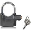 Fishtec Lucchetto con allarme sonoro - 80 mm - 120 DB - 3 chiavi fornite - Antifurto con sensore di vibrazione e movimento integrato- Allarme disattivabile - Alta protezione in acciaio temperato - Grigio