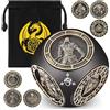 DND NURD Dadi rotanti D&D con punta delle dita, set di dadi in metallo 7 in 1, con custodia con logo del drago, dadi rotanti per giochi di ruolo D&D, accessorio per giochi da tavolo, regalo per fan di DND
