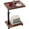 Vyranut Tavolino Laterale Regolabile con Ruote - Altezza 45-80 cm, Design Rotante a 360°, Piano in MDF con Effetto Legno Noce, Struttura in Metallo Resistente, Tavolino Compatto per Divano, Letto, Sog