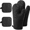 TopEsct Set di guanti da forno e tappetini resistenti al calore, guanti da cucina antiscivolo resistenti alle alte temperature, set da 4 pezzi, resistenti al calore fino a 250 °C, adatti per cucinare, cuocere