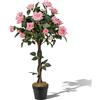 FANTASK Albero artificiale da 93 cm con fiori, albero di fiori artificiali, pianta artificiale in vaso, albero di rosa con 21 rose di pino e tronco naturale, fiore artificiale per casa, ufficio,