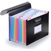 DRAW IN STYLE Cartellina portadocumenti A4 - organizer a soffietto con 12 scomparti - fino a 1.500 fogli - resistente, con linguette colorate - per ufficio, scuola, università e casa - nero