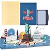 Joyoldelf Biglietto pop-up USA 3D, biglietto regalo per viaggi in America, viaggio o luna di miele, buono regalo per compleanno, biglietto di auguri di New York per le vacanze