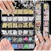 Ruiaqer 4 Scatola Ciondoli Per Unghie A Forma Di Stella,1 Scatola Ciondoli Per Unghie A Forma Di Farfalla 3d,Decorazioni Nail Art in Oro e Argento,Colorata Di Farfalla,Accessori Per Unghie Per Donne e Ragazze