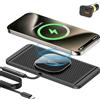 Polmxs Caricatore magnetico wireless per auto, 15 W, Magsafe, USB C, antiscivolo, iPhone 15/14/13/12, Airpods (cavo da 1 metro)