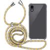 MyGadget Cover per iPhone XR - Custodia con Corda - Case con Cordino Trasparente Antiurto con Laccio | Tracolla - Practical Stylish - Giallo