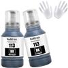 ASEKER 113 Inchiostro 2 Nero Compatibile per Epson EcoTank ET-5150 ET-5160 ET-5170 ET-5800 ET-5850 ET-5880 ET-16150 ET-16600 ET-16650 ET-16680 Pro ET-5800 ET-5850 ET-5880 ET-15000 Stampante (BK*2)