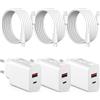 nongxiang Caricatore USB C da 30 W + cavo di ricarica rapida, confezione da 3 caricabatterie rapido con cavo di ricarica, adattatore USB compatibile con iPhone 16/15/iPad/Galaxy/Samsung/Google, ecc