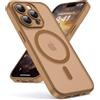Oududianzi-Cover per iPhone 15 Pro Max Compatibile con MagSafe, Custodia Traslucida Posteriore PC Silicone TPU Bumper, Protezione Della Fotocamera, Cover Militare Antiurto Anti-Impronte-Caffè Marrone