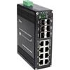 Hereta Industriale Switch Ethernet 14 porte Gigabit, PoE+ Switch con 4 x 1.25G SFP Porte, 2 x 10G SFP+ Porte, 8 x RJ45 PoE+ Porte, 30W per Porta PoE, Unmanaged, 802.3af/at, Plug & Play, Ingresso 48-57 V CC