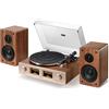 QLEARSOUL HiFire X Giradischi Vinile, Sistema Giradischi HiFi Audiophile con Casse da Libreria 100W, VU Meter, Preamp DSP, Supporta 33/45 RPM, RCA LINE IN | OUT