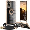 Yutwo Cover per Xiaomi Redmi Note 11 Pro 4G/5G con Cordino, Custodia per Redmi Note 11 Pro con Tracolla, Antiurto Case 360°Metallo Ring anello stand, Cover per Redmi Note 11 Pro 5G con Supporto- Nero