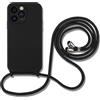 Hadwii Cover per iPhone 16 Pro Max con Cordino Custodia con Laccio Tracolla Cellulare Girocollo Collana Protettiva TPU Silicone Antiurto AntiGraffio Case, Nero
