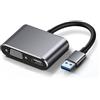 GERUI Adattatore USB 3.0 a HDMI VGA, Convertitore di Supporto Sync Uscita 1080p Compatibile Con Windows XP/10/8/7