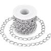 Craftdady, Rotolo di catena a maglia barbazzale in alluminio da 5 metri, con maglie non saldate, con bobina, in stile punk cubano, per collane, bracciali e gioielli fai da te, argento