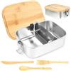 Guru-Shop Cestino Pranzo In Acciaio Inox – Set Da 2 Pezzi Con Scatola Interna, 4,5x17x11 Cm, Ideale Per Scuola E Campeggio