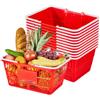VEVOR Set di Cestini Spesa Plastica Cestini per la Spesa Impilabili in Plastica PE da 21 Litri con Manici, Portatili per Generi Alimentari, Negozi, Supermercati, Uso Domestico, Rosso,12 Pezzi