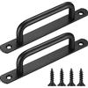Fulushouxi 2 pezzi maniglie per porte scorrevoli,maniglie per porte della stalla, maniglie per porte in acciaio inossidabile con piastra, maniglie per porte scorrevoli,nero（160mm）