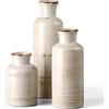 CwlwGO - Vaso in ceramica bianco rustico per la decorazione della casa, set di 3 vasi decorativi per tavolo, cucina, soggiorno, tocco decorativo per l'arredamento di qualsiasi stanza. Smalto in vetro