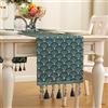 Mayler Yee Runner da tavolo, vintage di lusso ricamato floreale jacquard damascato in tessuto con nappe multiple per soggiorno cassettiera sciarpe (verde acqua, 33 x 228 cm)