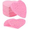 DIVINA VITAE Spugne per il Viso Compresse 55 Pezzi Spugne per il Viso Compresse a Forma di Cuore Rosa Spugne Detergenti Naturali Riutilizzabili per Beauty Spa Pulizia del Viso Struccante