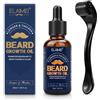 Generisch Olio per la crescita della barba con biotina e Caffeina, 0,25 mm Dermaroller Beard Roller, Kit Barba Uomo, stimola la crescita della barba e capelli, Ricrescita la pelle del viso Per Capelli