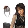 SanKristo Frangetta Finta Capelli Clip 100% capelli Veri con frangia, 3D Air Hair Bangs con clip invisibili sulle tempie Natural Extension Frontale Posticci donne e ragazze styling, nero marrone