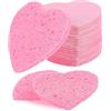 DIVINA VITAE 50 Pezzi Spugna per Viso Compressa per Pulizia ed Esfoliazione Spugna per Pulizia del Viso Naturale Spugna Riutilizzabile di Cuore per Pulizia Profonda del Viso e Struccante (Rosa)