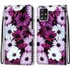 Mo-Somnus Cover per Samsung Galaxy A51 5G, Custodia in PU Pelle Magnetica Libro Flip Caso Antiurto Portafoglio [Supporto Stand] con Porta Carte e Cinturino da Polso Wallet Case (Fiore 2)