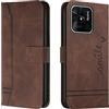 Bravoday Cover per Xiaomi Redmi 10C, Flip Custodia in Pelle PU Portafoglio Custodia per Xiaomi Redmi 10C, con Slot per Schede, Marrone