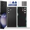 YHX-OU 6.8'' Nero Copribatteria per Samsung Galaxy S23 Ultra 5G SM-S918B SM-S918U Copri Batteria Sostituzione Posteriore Ricambio Posteriore Back Cover + Strumento di Installazione