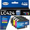 Jagute LC424 Cartucce d'inchiostro Compatibile con Brother LC 424 LC424Val | Cartuccia Compatibile con Brother DCP-J1200W DCP-J1200WE (4 Pezzi, 1 Nero, 1 Ciano, 1 Magenta, 1 Giallo)