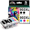colorfly 903XL 903 Cartuccia d'inchiostro compatibile con HP 903 XL con HP Officejet 6950 6960 Cartuccia con HP OfficeJet Pro 6960 6970 All-in-One (5 Combo Pack, 2*nero 1*ciano 1*magenta 1*giallo)