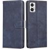 RankOne Cover per Motorola moto e22 / moto e22i (6.5 Inches), Custodia Flip Pelle Portafoglio, Magnetica Libro Bumper Cover Case - Blu
