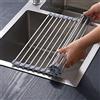 Scolapiatti Arrotolabile Per Lavello 52x33 Cm – Pieghevole In Acciaio E Silicone, Resistente Al Calore, Bianco - 3