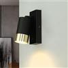 Licht-Erlebnisse Piccola lampada da parete con interruttore, applique da interno nero, oro, spot da parete, camera da letto, GU10, D:6 cm, regolabile, accentuata, soggiorno, lampada da parete cucina