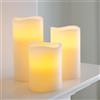 Lights4fun Set di 3 Candele LED Senza Fiamma in Vera Cera con LED Bianco Caldo a Pile per Uso in Interni