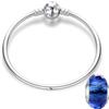 LNQOBU Bracciale in Argento con maglia Snake e chiusura a cuore Compatibile con Pandora Europei Charms da Donna