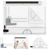 eSynic A4 Tavolo da Disegno 37x30cm Professionale con Fermacarte e Scorrimento Magnetizzato, Include Righello Rotante, Squadre, Goniometro, Kit Completo per Architettura, Scuola, Calligrafia