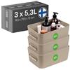 SmartStore Contenitore in plastica medio con manici 3× 5,3 L | Cestino organizer per bagno, lavanderia, cucina, ufficio | Contenitore beige con 10 anni di garanzia | L29,5 ×P19,5×H12cm
