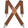 WELKINLAND Bretelle elastiche marroni larghe 5,1 cm, bretelle da lavoro per uomo, bretelle da 2 pollici per uomo, Bretelle da uomo, Bretelle da uomo per jeans, Bretelle marroni per uomo, Bretelle da