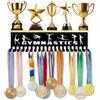 SUPERDANT Appendini per Medaglie Mensola Trofei in Legno Portamedaglie Metallico Display per Medaglie Appendimedaglie da Parete Portamedaglie Sportivi Portanastro