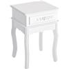 HomCom Comodino Moderno con Cassetto Mobiletto Multiuso Mobili Comodino classico in Legno Bianco|Aosom