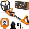 SUNPOW Metal Detector per Bambini - Cercametalli Regolabile 60-70 cm con Bobina Impermeabile e Animazioni LED - Kit Completo con Pala, Rastrello e Borsa - Regalo per Bambini 6-12 Anni - MD20