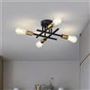 SUNMEIYI Plafoniera moderna con montaggio Semi-incasso nero e oro 4 luci Sputnik vicino alla plafoniera lampadario lampada da soffitto