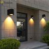 TRAZOS Lampada da parete a doppia testa a LED per esterni Lampada da parete impermeabile su e giù semicircolare quadrata per ingresso villa Corridoio Barden