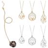 PH PandaHall 6 pz Collana con Porta Cristallo, Collana Placcata In Oro 18K con Catena e 925 ciondoli A Forma di Gabbia In Argento Sterling con Luna e Stelle per Gioielli Fai Da Te, D'Oro e Platino